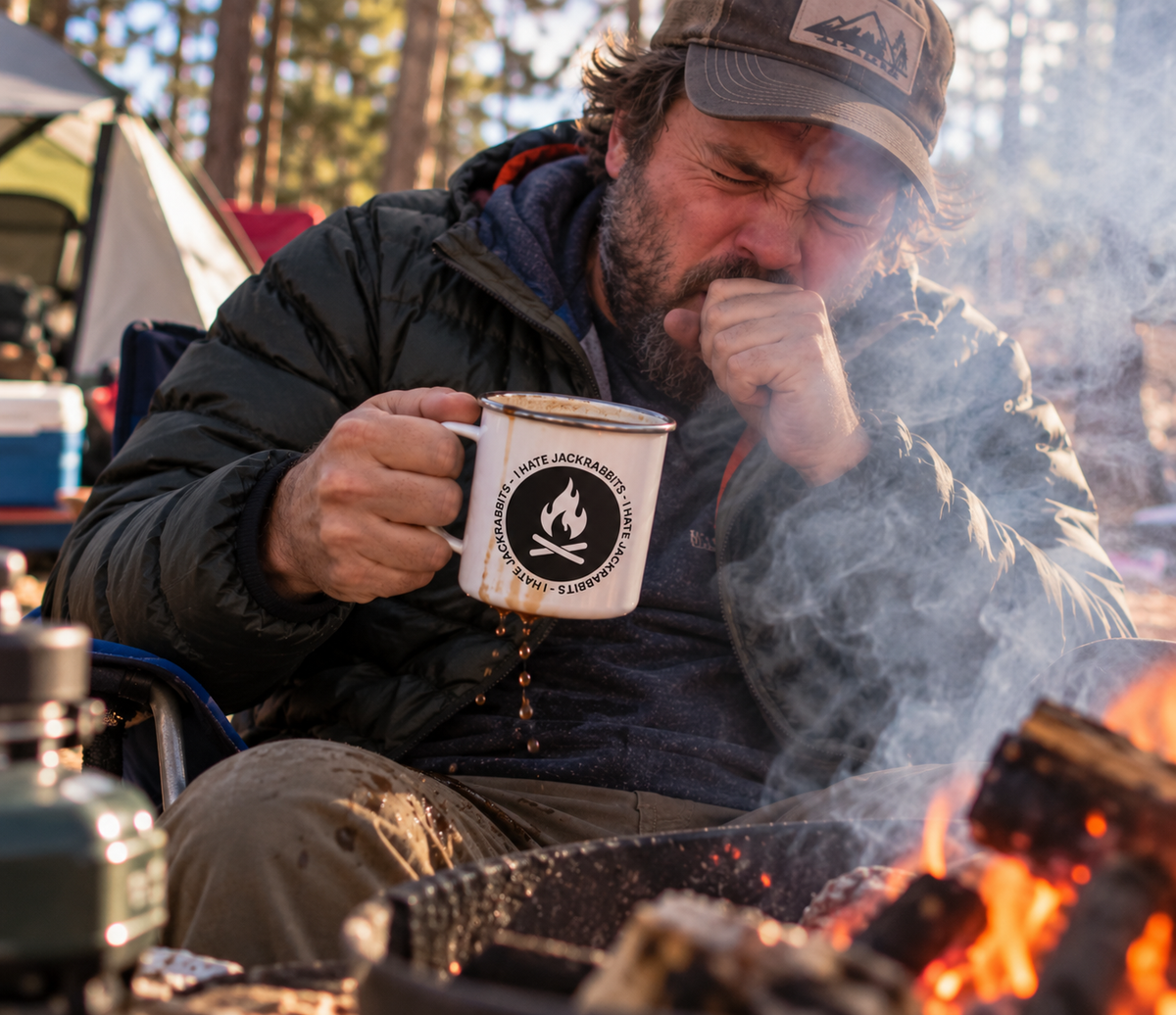 I Hate Jackrabbits White Enamel Camping Mug for Hiking & Camping | Lousy Outdoors